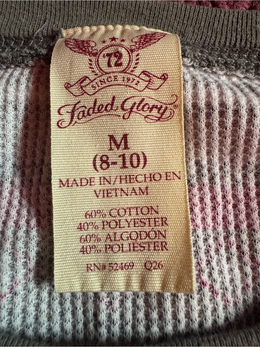 Faded Glory Olive & Berry Waffle-Knit Thermal Top - Picture 3 of 3